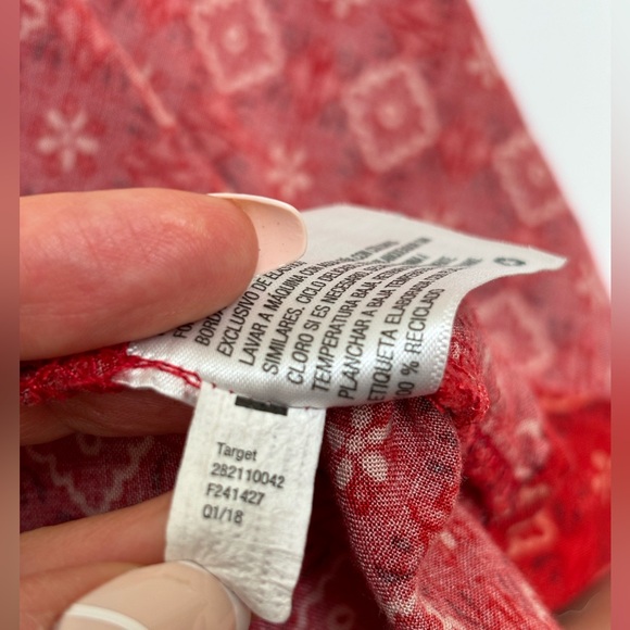 Xhilaration sundress long red XXL embroidered top bohemian tribal geometric maxi - Picture 14 of 16